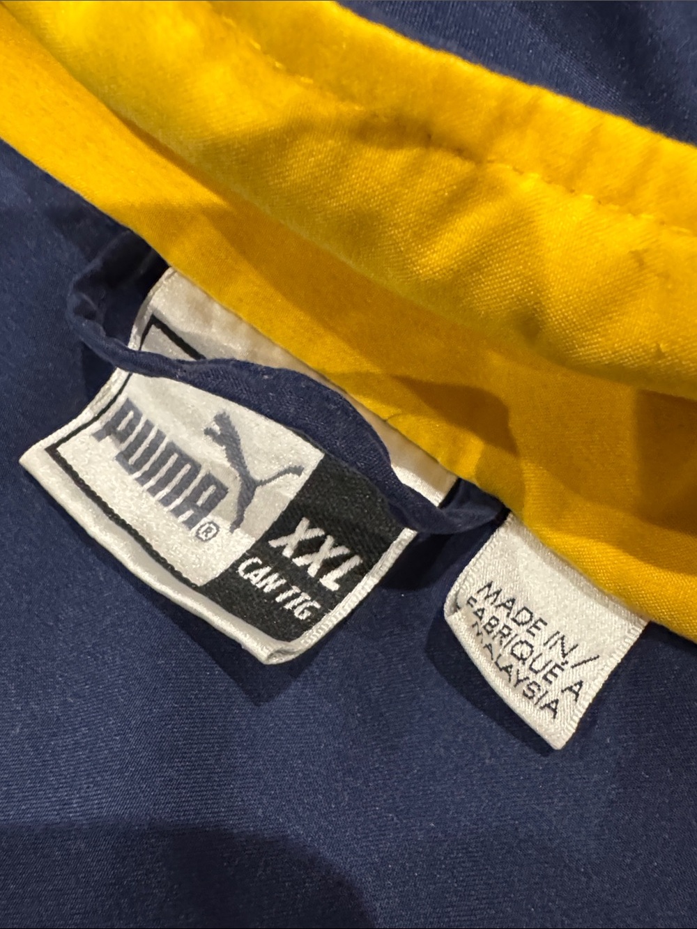 Puma Navy Jacket with Yellow Collar & Sleeve Stripes size XXL - Picture 7 of 7